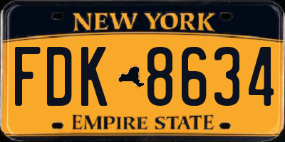 NY license plate FDK8634