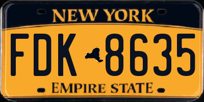 NY license plate FDK8635