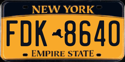 NY license plate FDK8640