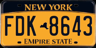 NY license plate FDK8643