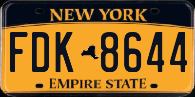 NY license plate FDK8644