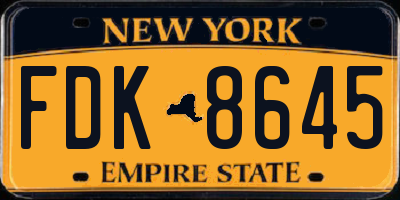 NY license plate FDK8645