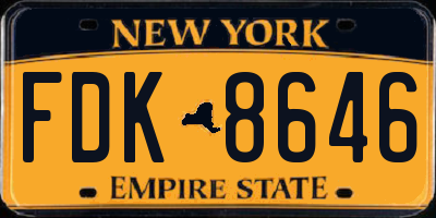 NY license plate FDK8646