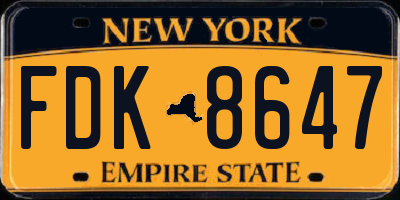 NY license plate FDK8647