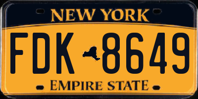 NY license plate FDK8649