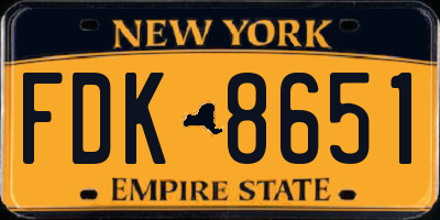 NY license plate FDK8651