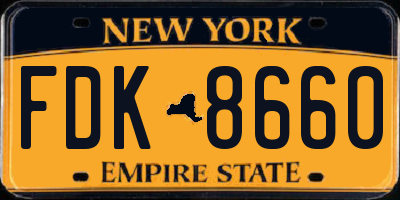 NY license plate FDK8660