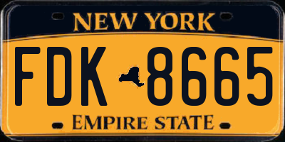 NY license plate FDK8665