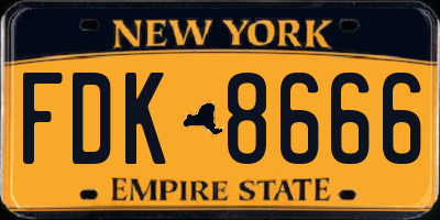 NY license plate FDK8666