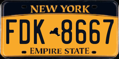 NY license plate FDK8667