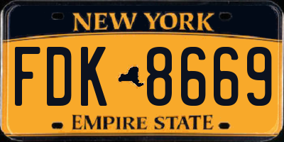 NY license plate FDK8669