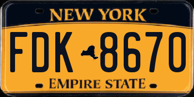 NY license plate FDK8670