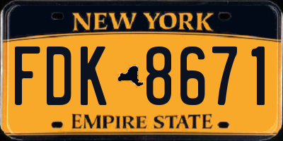 NY license plate FDK8671