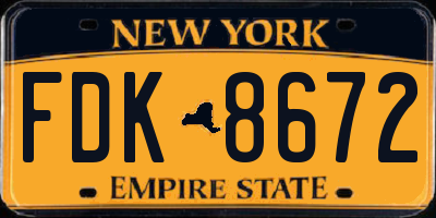 NY license plate FDK8672