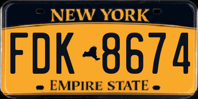 NY license plate FDK8674