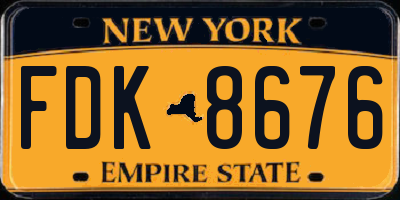 NY license plate FDK8676