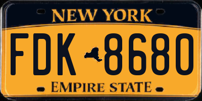 NY license plate FDK8680
