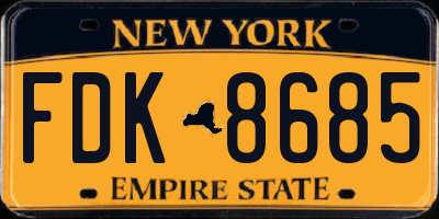 NY license plate FDK8685
