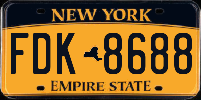 NY license plate FDK8688