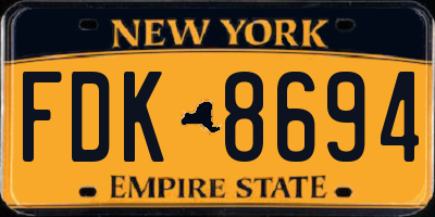 NY license plate FDK8694
