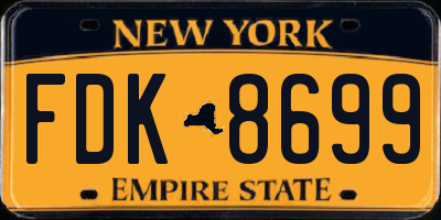NY license plate FDK8699