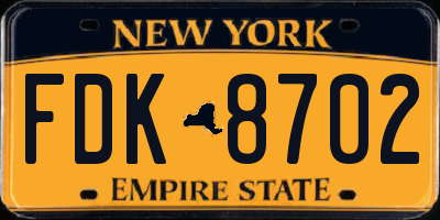 NY license plate FDK8702