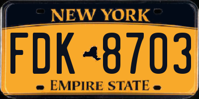 NY license plate FDK8703