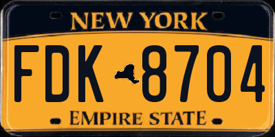 NY license plate FDK8704