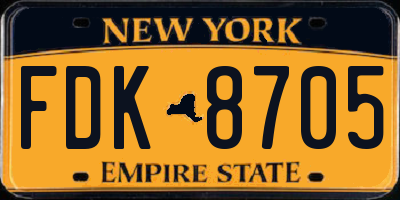 NY license plate FDK8705