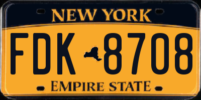 NY license plate FDK8708