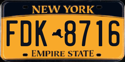 NY license plate FDK8716