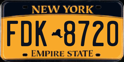 NY license plate FDK8720