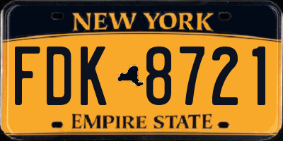 NY license plate FDK8721