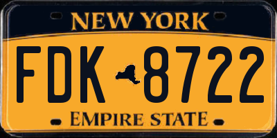 NY license plate FDK8722