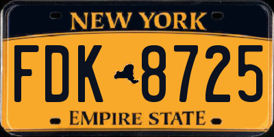NY license plate FDK8725