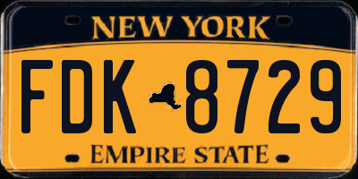 NY license plate FDK8729