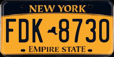 NY license plate FDK8730