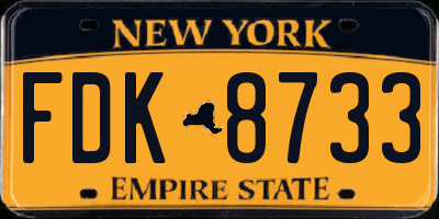 NY license plate FDK8733