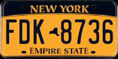 NY license plate FDK8736