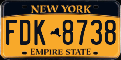 NY license plate FDK8738