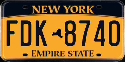 NY license plate FDK8740