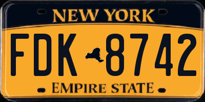 NY license plate FDK8742