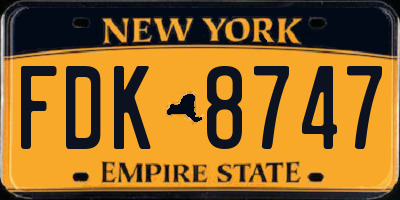 NY license plate FDK8747