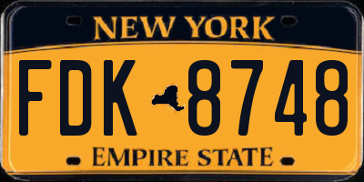NY license plate FDK8748