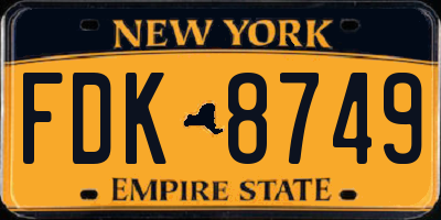 NY license plate FDK8749