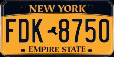 NY license plate FDK8750