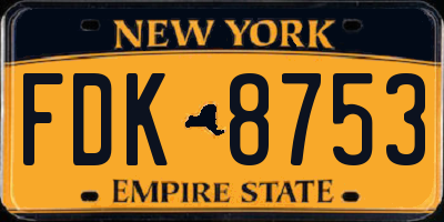 NY license plate FDK8753