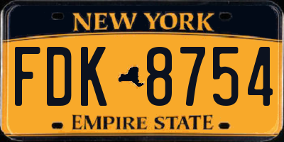 NY license plate FDK8754