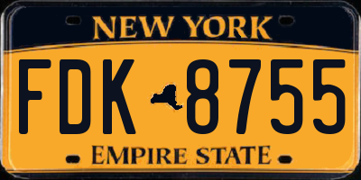NY license plate FDK8755