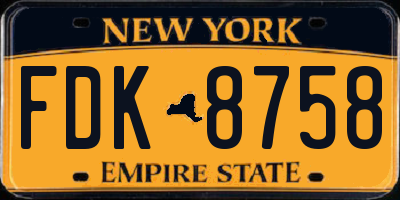 NY license plate FDK8758